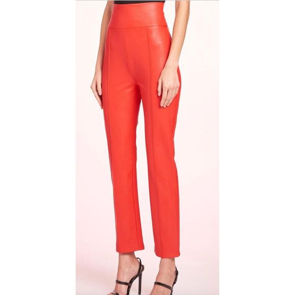 NEW AMANDA UPRICHARD romana high waist faux leather pant in lipstick - Picture 3 of 4